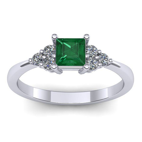 Inel logodna cu smarald patrat