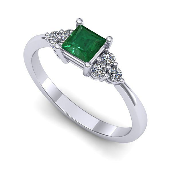 Inel din aur alb cu smarald