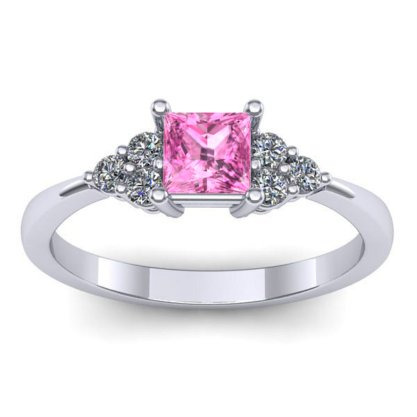 Inel de logodna cu safir roz patrat