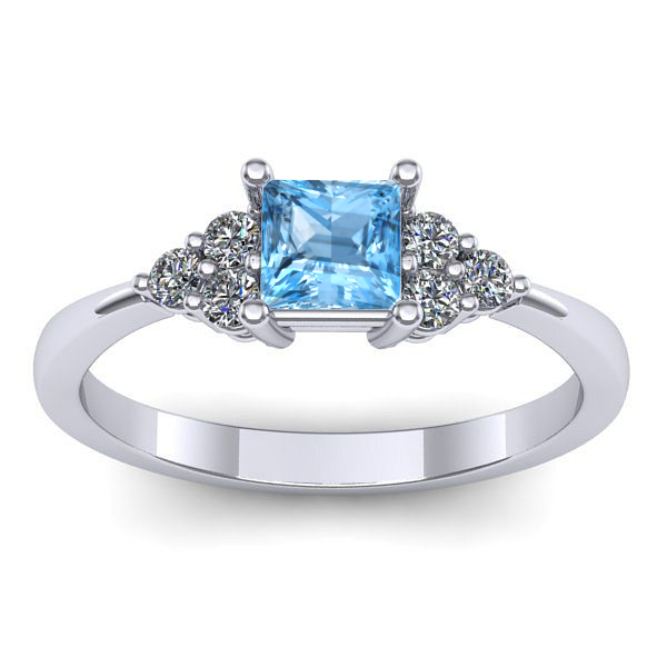 Inel logodna cu topaz blue patrat
