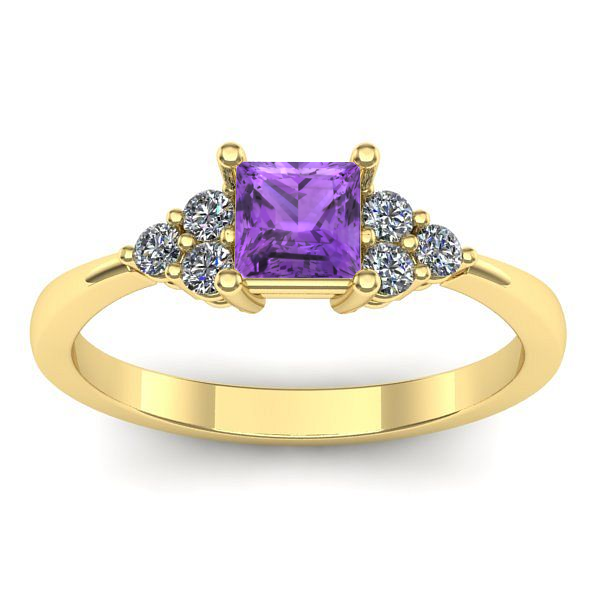 Inel de logodna cu ametist patrat