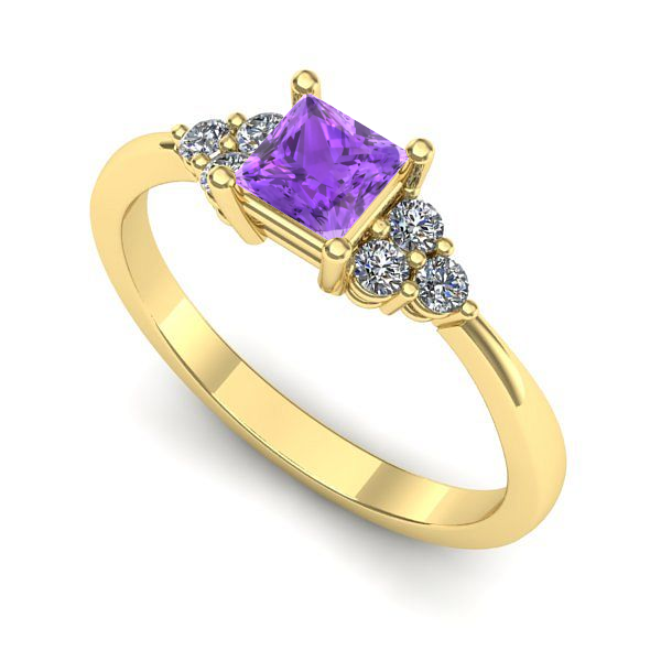 Inel de logodna din aur galben cu ametist