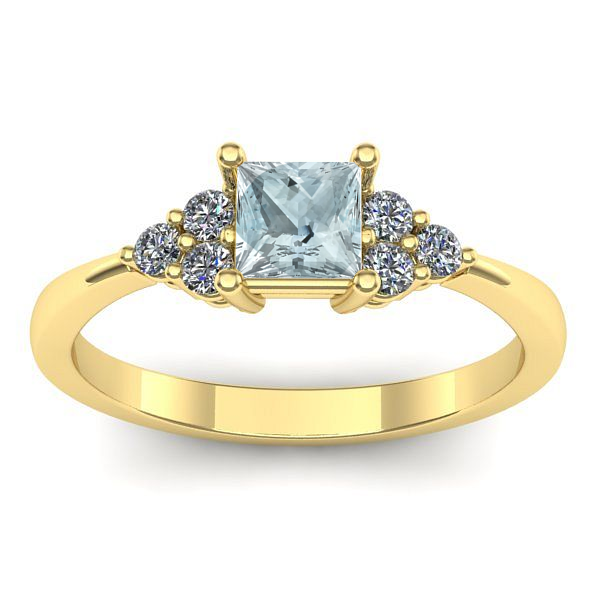 Inel cu aquamarin patrat