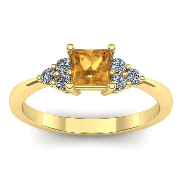 Inel de logodna cu citrin patrat