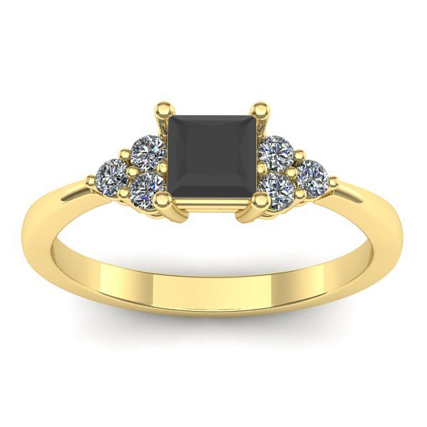 Inel cu diamant negru patrat