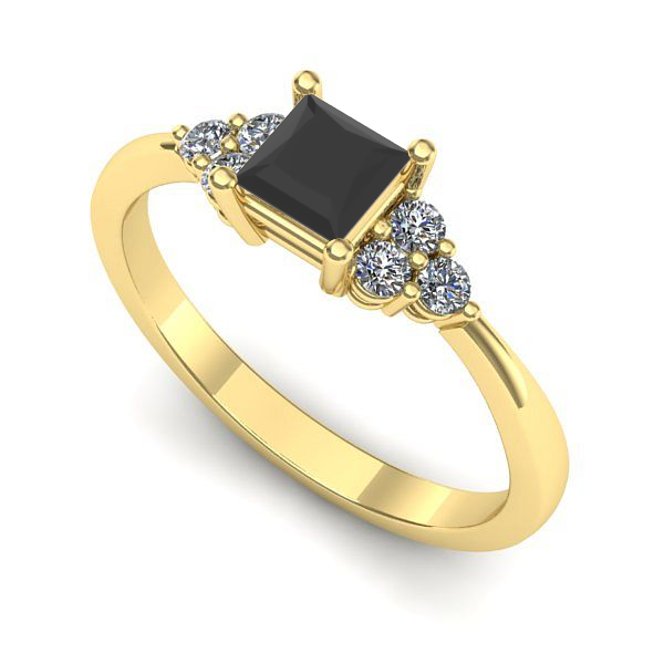 Inel din aur galben cu diamant negru