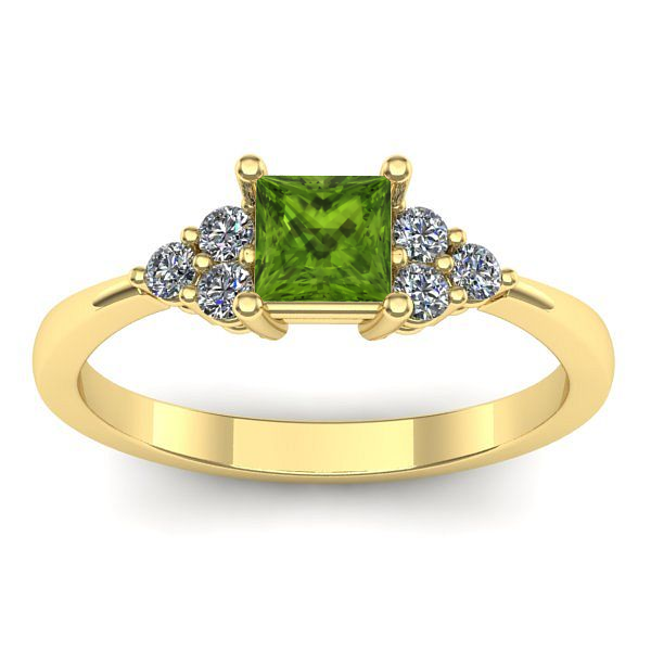 Inel cu peridot patrat