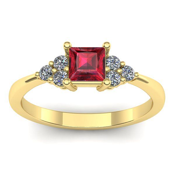 Inel de logodna cu rubin patrat