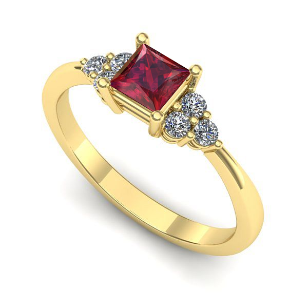 Inel logodna din aur galben cu rubin