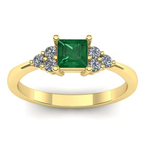 Inel logodna cu smarald patrat