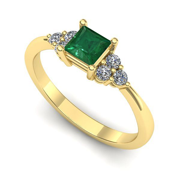 Inel din aur galben cu smarald