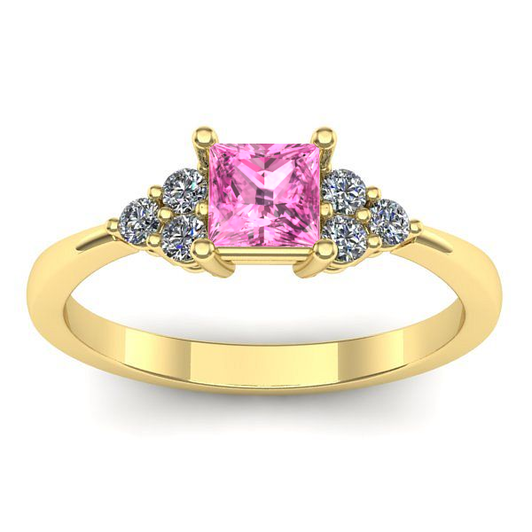 Inel de logodna cu safir roz patrat