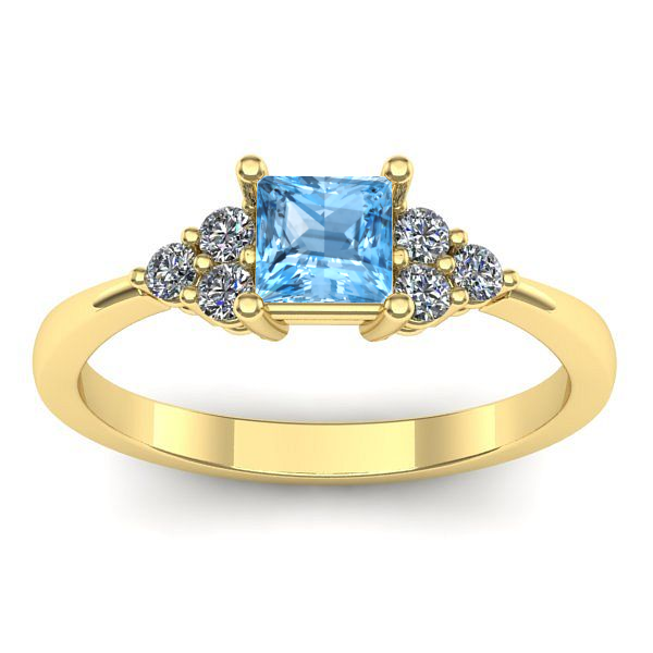 Inel cu topaz blue patrat