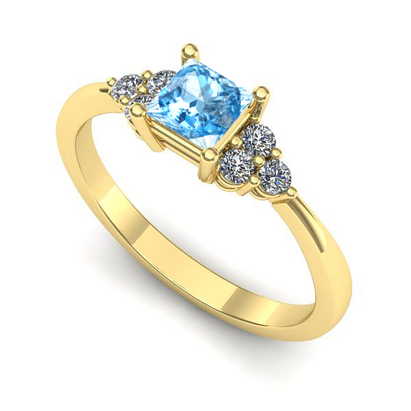 Inel de logodna din aur galben cu topaz blue