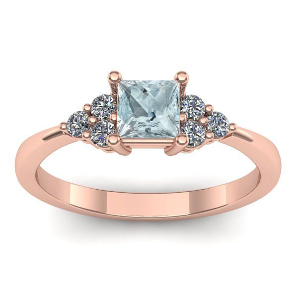 Inel cu aquamarin patrat