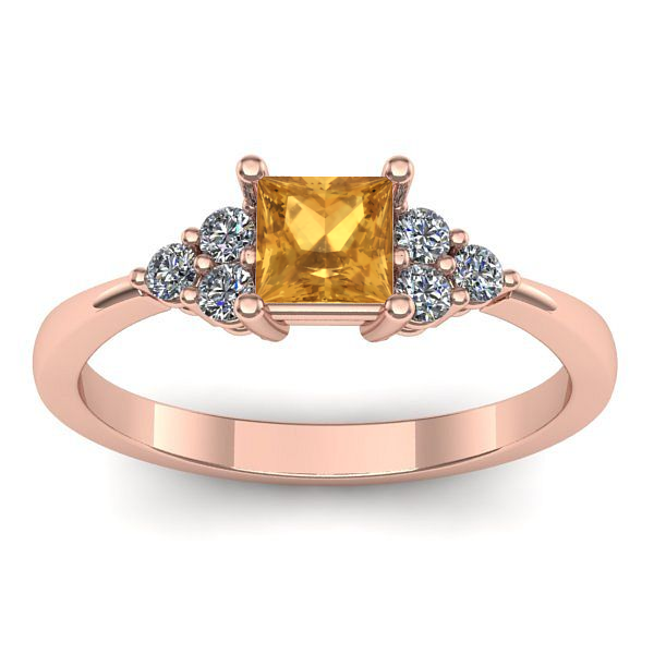 Inel cu citrin patrat