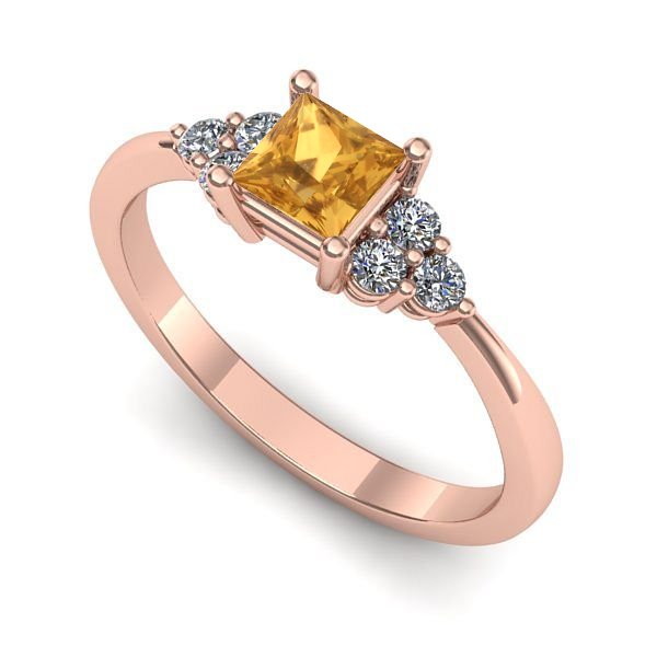 Inel din aur roz cu citrin