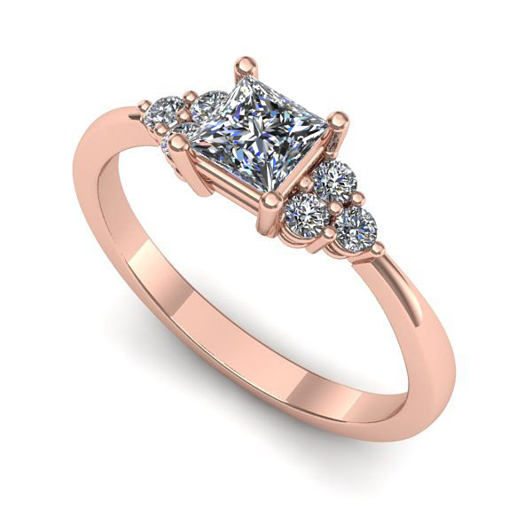 Inel logodna din aur roz cu diamant