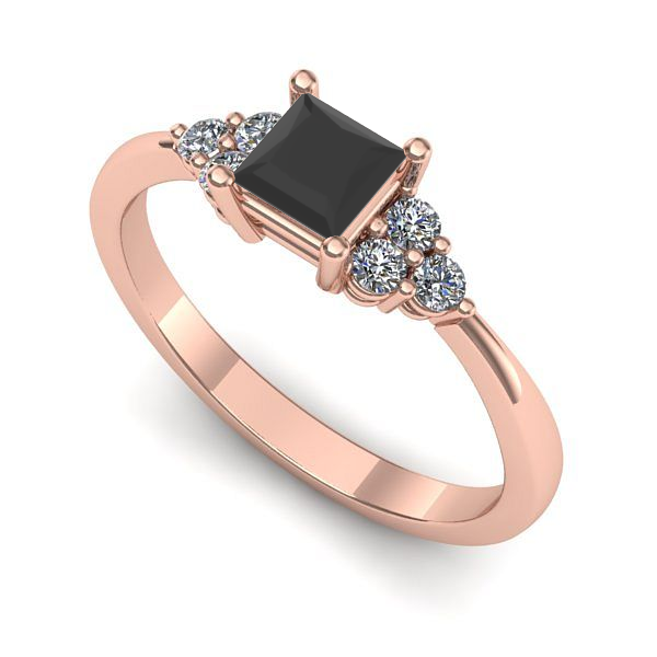 Inel din aur roz cu diamant negru