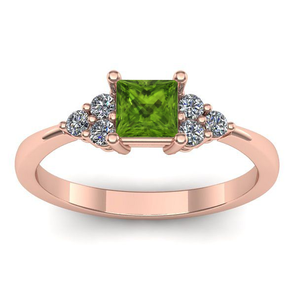 Inel cu peridot patrat