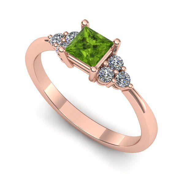 Inel din aur roz cu peridot