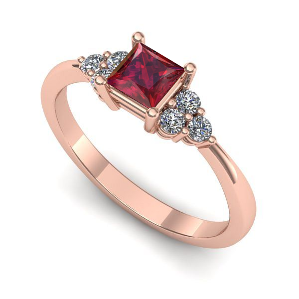 Inel logodna din aur roz cu rubin