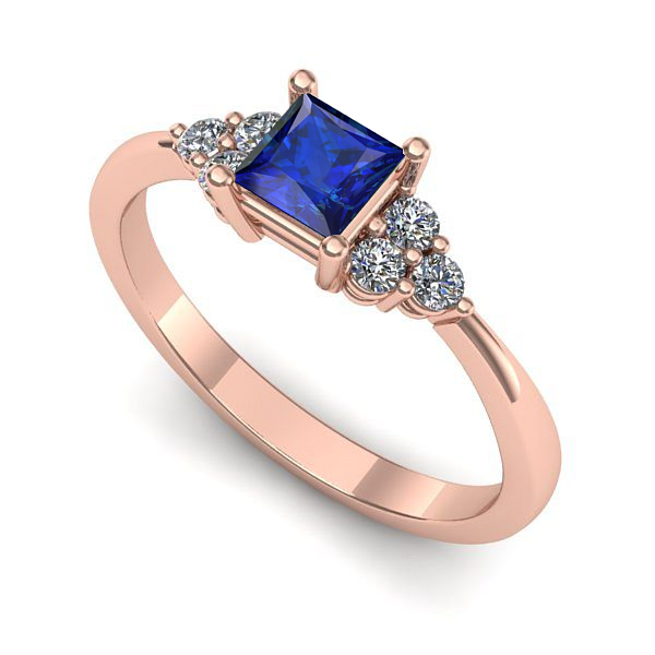 Inel din aur roz cu safir