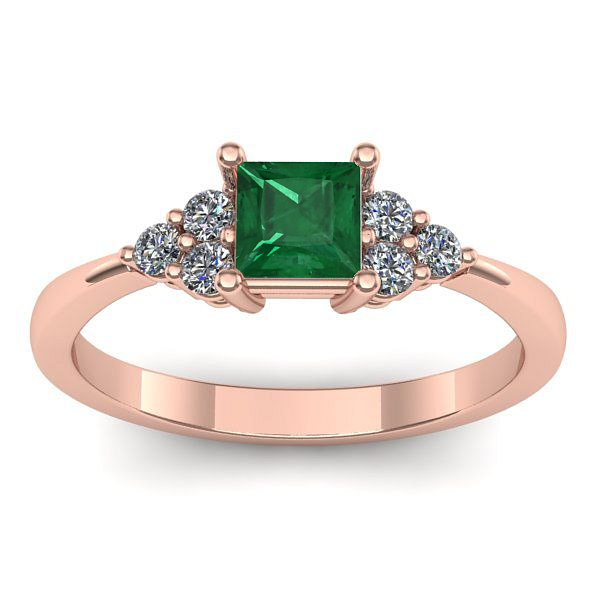 Inel cu smarald patrat