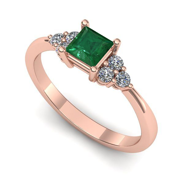 Inel din aur roz cu smarald