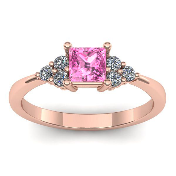 Inel logodna cu safir roz patrat