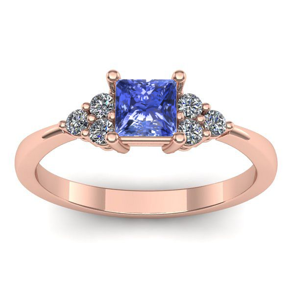 Inel de logodna cu tanzanit patrat