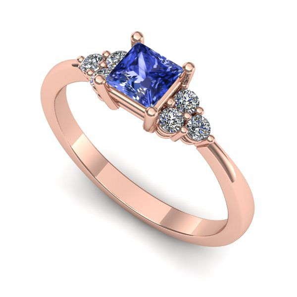 Inel logodna din aur roz cu tanzanit