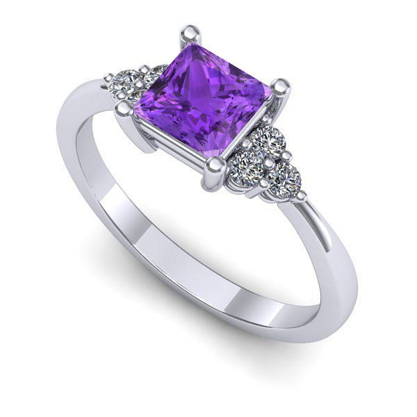 Inel de logodna din aur alb cu ametist