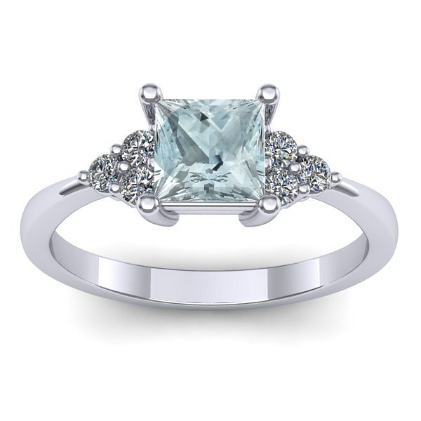 Inel logodna cu aquamarin patrat
