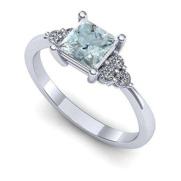 Inel din aur alb cu aquamarin