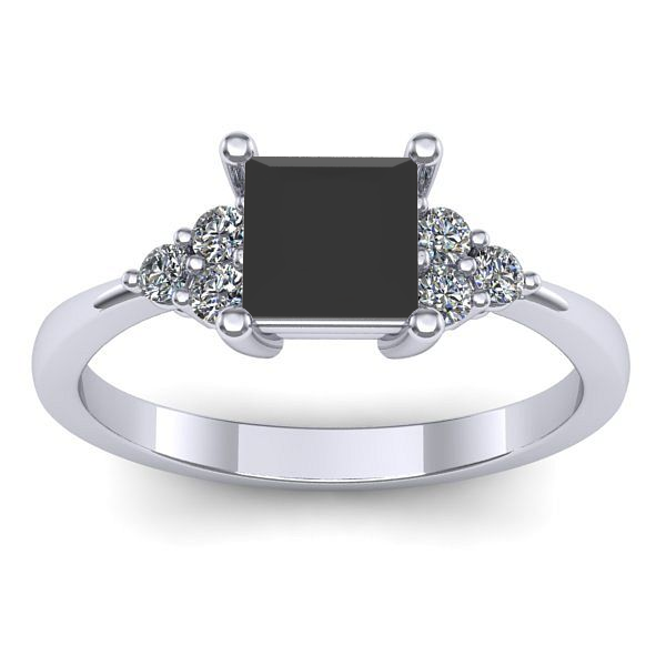 Inel cu diamant negru patrat