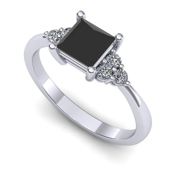 Inel din aur alb cu diamant negru