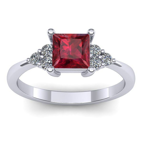 Inel de logodna cu rubin patrat