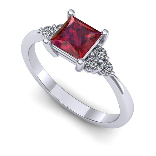 Inel logodna din aur alb cu rubin