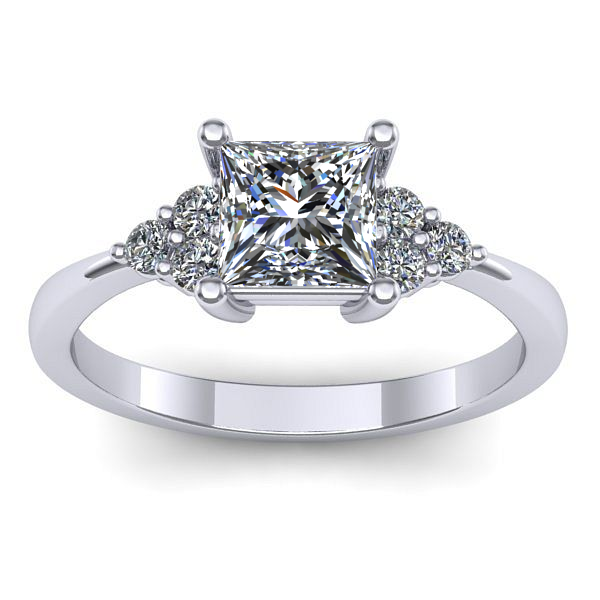 Inel de logodna cu safir alb patrat