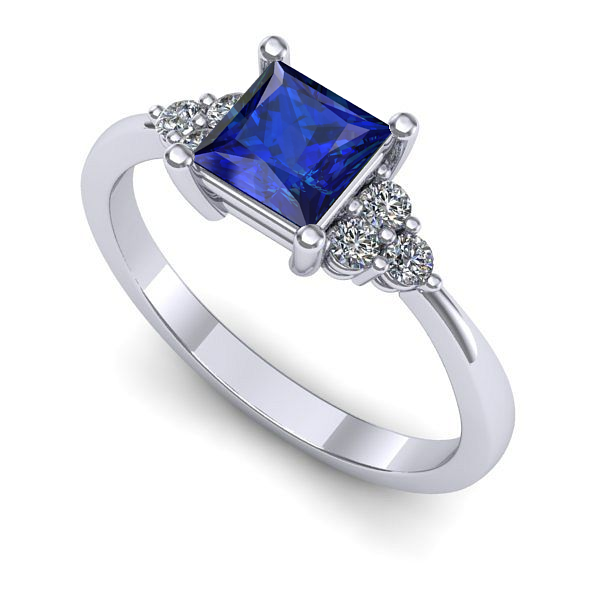 Inel din aur alb cu safir