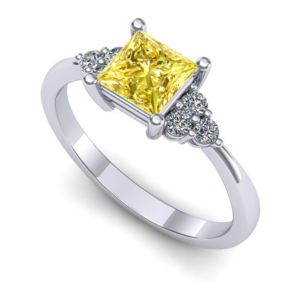 Inel logodna din aur alb cu safir galben