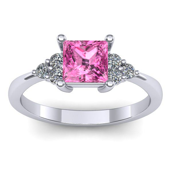 Inel logodna cu safir roz patrat