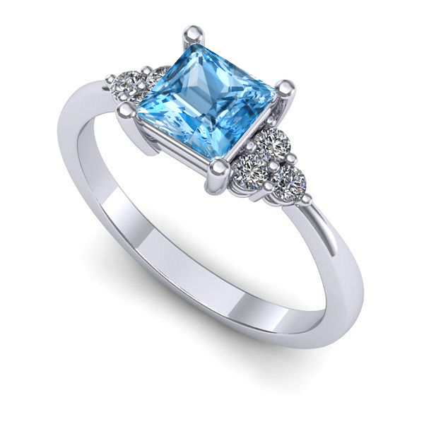 Inel logodna din aur alb cu topaz blue