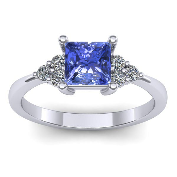 Inel logodna cu tanzanit patrat