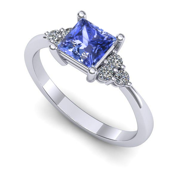 Inel de logodna din aur alb cu tanzanit