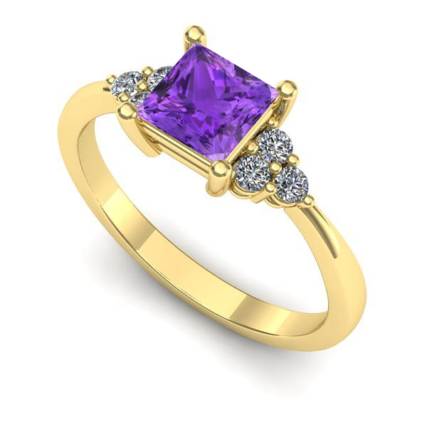 Inel din aur galben cu ametist