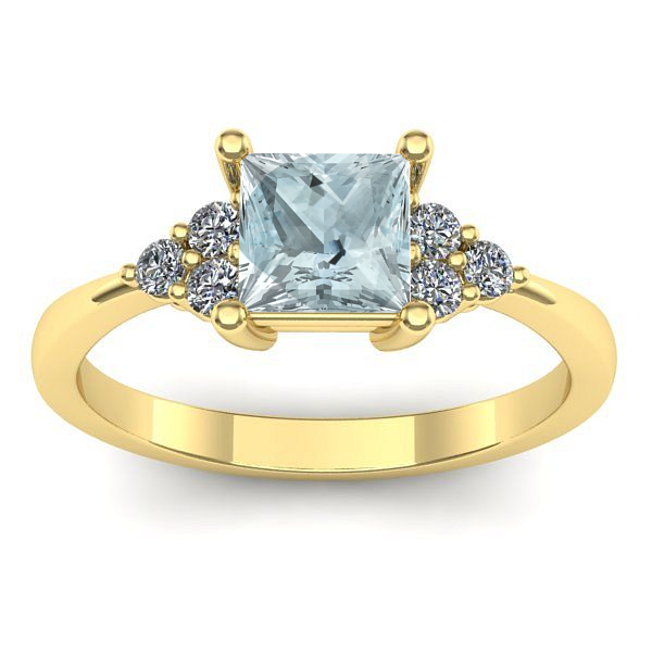 Inel cu aquamarin patrat