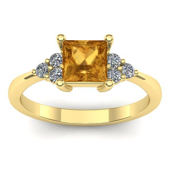 Inel cu citrin patrat