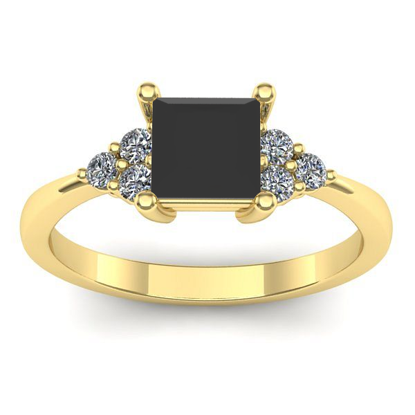 Inel cu diamant negru patrat